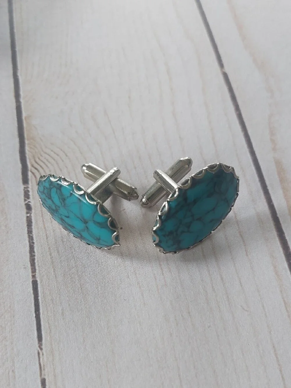 Turquoise Stone Oval Cufflinks